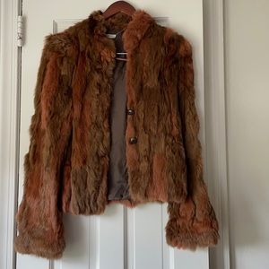 Super soft brown 100% Rabbit fur coat Medium